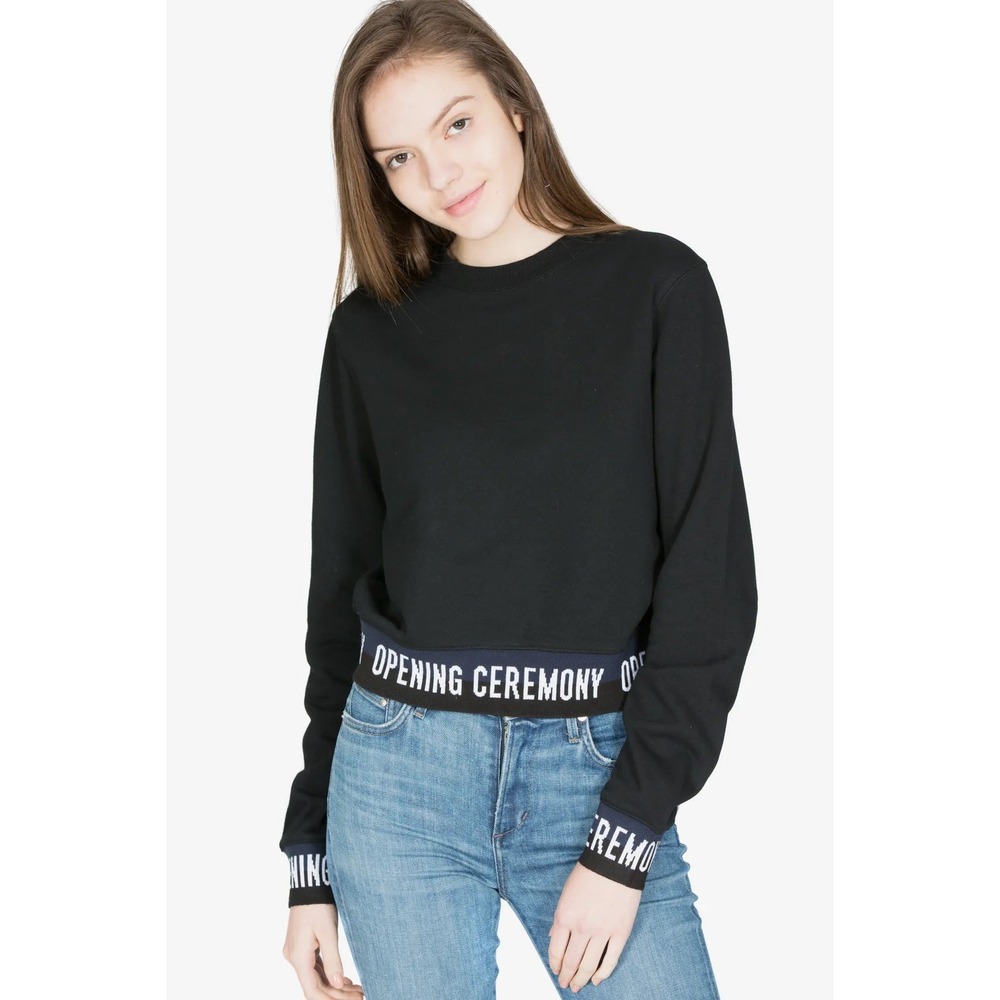 Opening Ceremony Cropped Logo Pullover Sweatshirt Minimalist Capsule Preppy